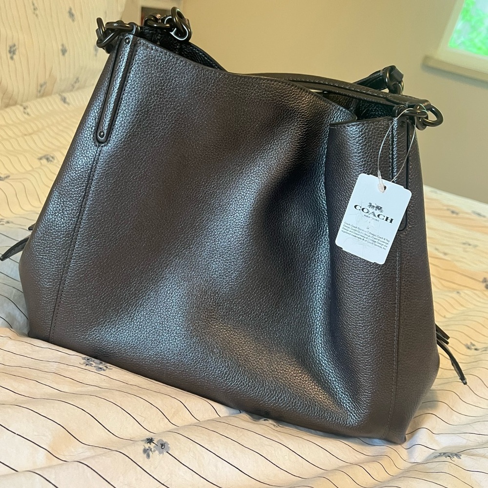 Coach Metallic Graphite Shoulder Bag